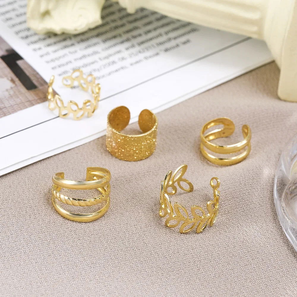 5 Piece Earrings Set Creative Personality Fashion Cartilage Leaf Double Stud Ear Clip Set Ear Rings for Women - KK Store