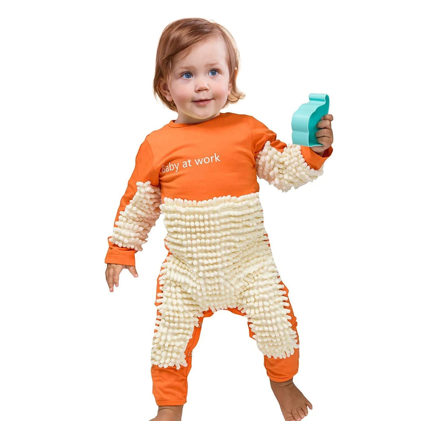 Baby Mop Rompers Outfit Unisex Rompe Boy Girl Polishes Floors Cleaning Mop Suit Cleaning Mop Sui Kids Crawls Toddler Jumpsuit - KK Store