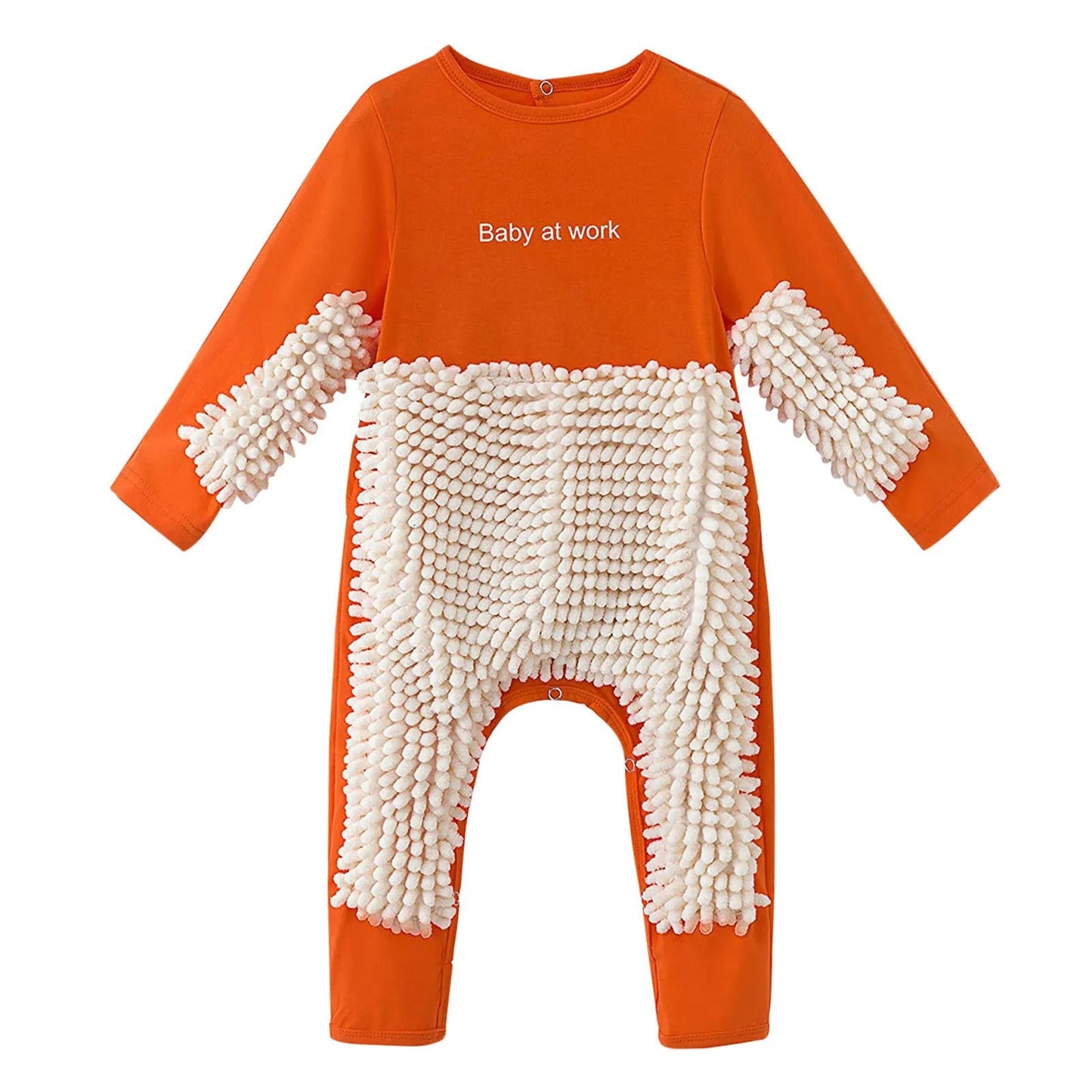 Baby Mop Rompers Outfit Unisex Rompe Boy Girl Polishes Floors Cleaning Mop Suit Cleaning Mop Sui Kids Crawls Toddler Jumpsuit - KK Store