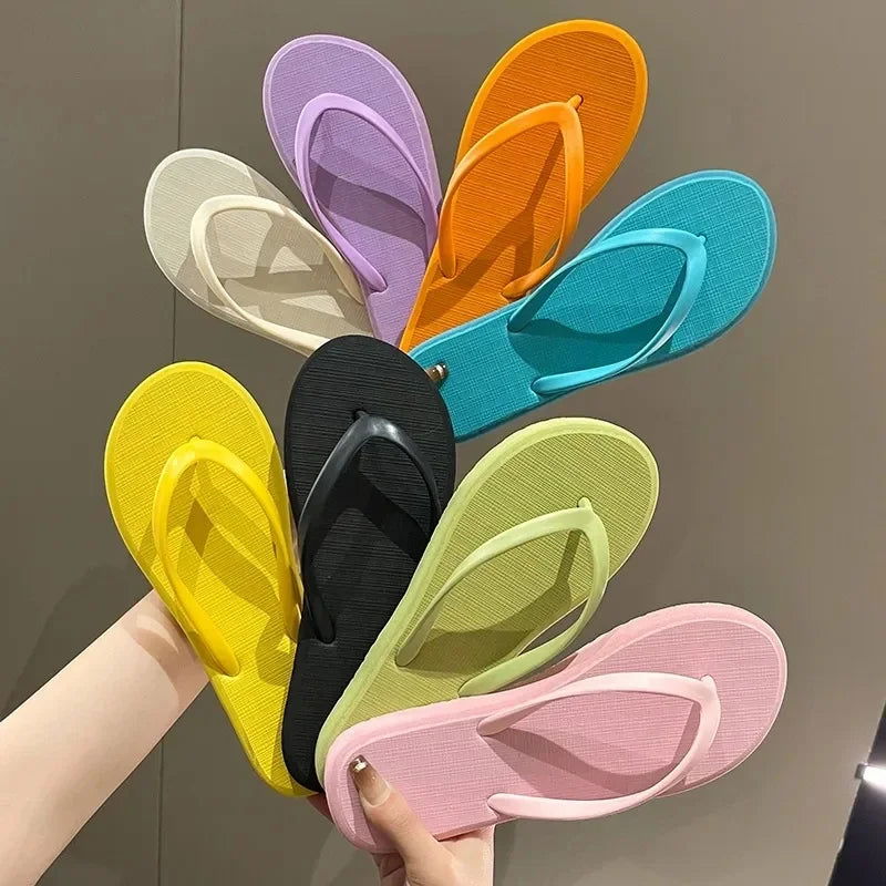 Beach Sandals Summer Flip Flops for Women Slippers Cute Candy Color Indoor Flat Shoes Men Beach Slippers Non-slip Soft Sole - KK Store