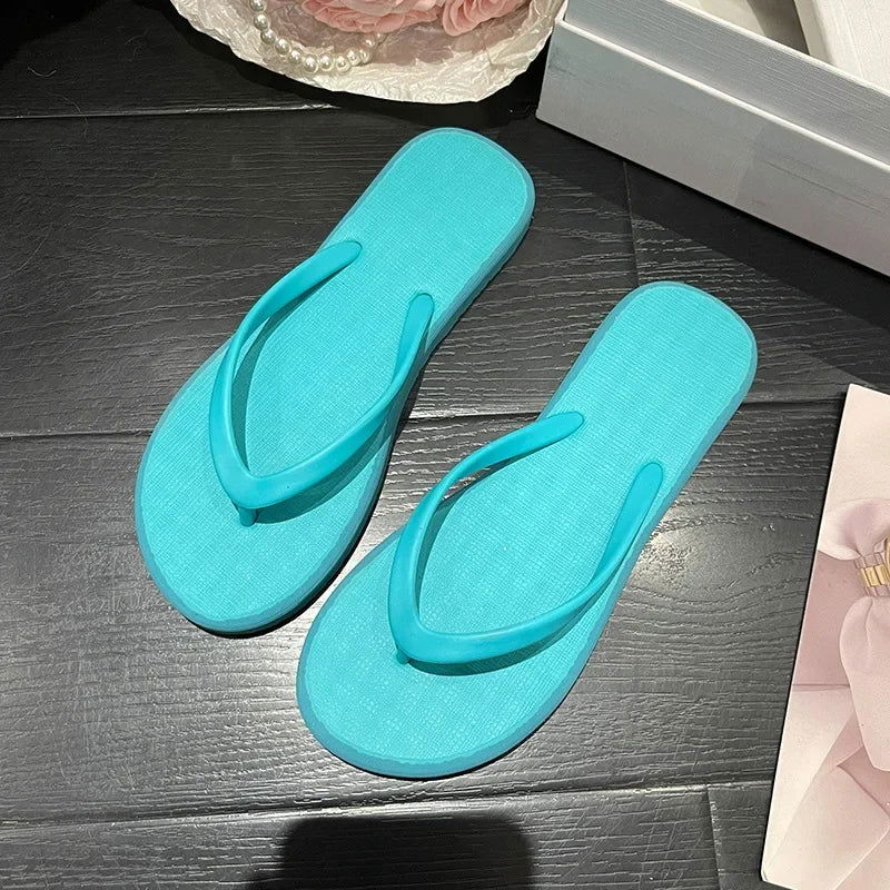 Beach Sandals Summer Flip Flops for Women Slippers Cute Candy Color Indoor Flat Shoes Men Beach Slippers Non-slip Soft Sole - KK Store