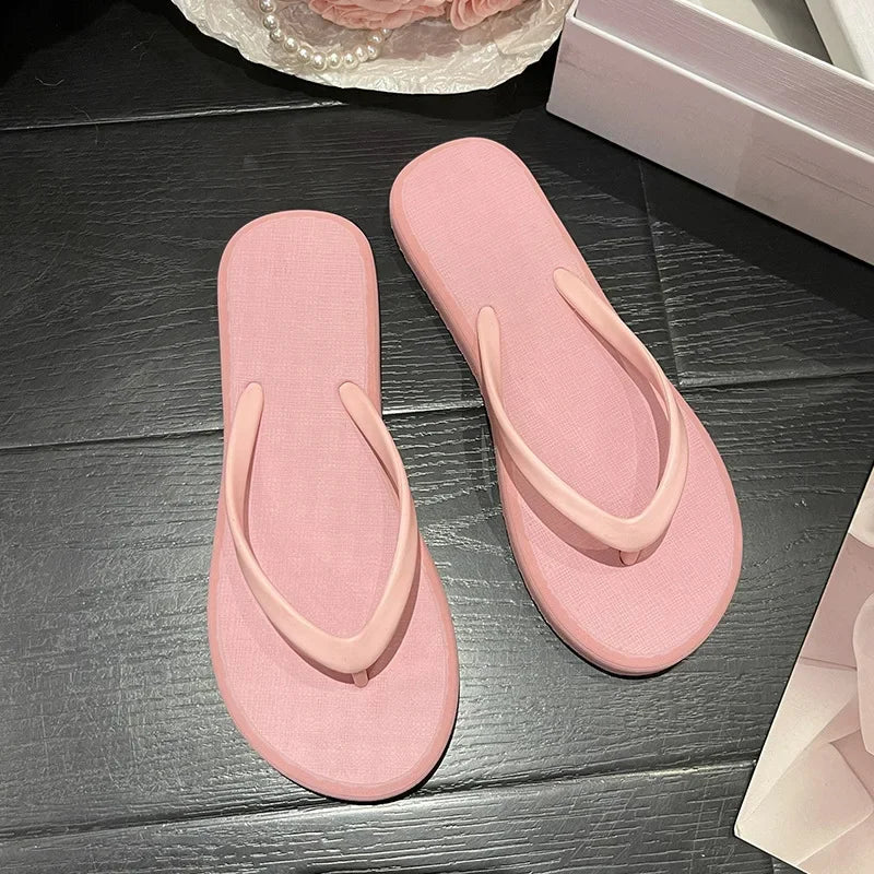 Beach Sandals Summer Flip Flops for Women Slippers Cute Candy Color Indoor Flat Shoes Men Beach Slippers Non-slip Soft Sole - KK Store