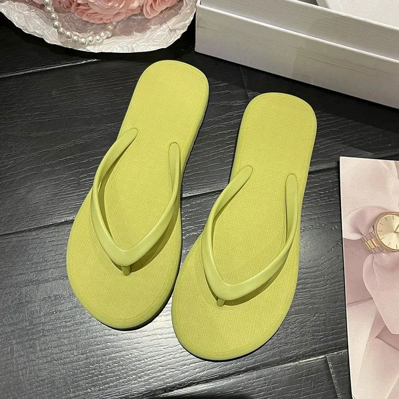 Beach Sandals Summer Flip Flops for Women Slippers Cute Candy Color Indoor Flat Shoes Men Beach Slippers Non-slip Soft Sole - KK Store