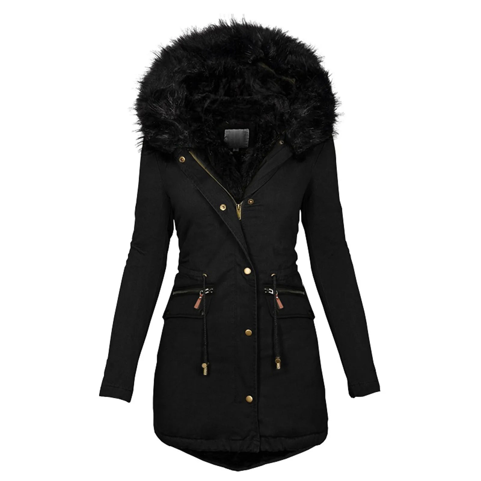 Women Winter Long Jacket Casual Thick Warm Faux Fur Plush Hooded Fur Collar Parkas Female Snow Coat Jackets Slim Overcoat куртка