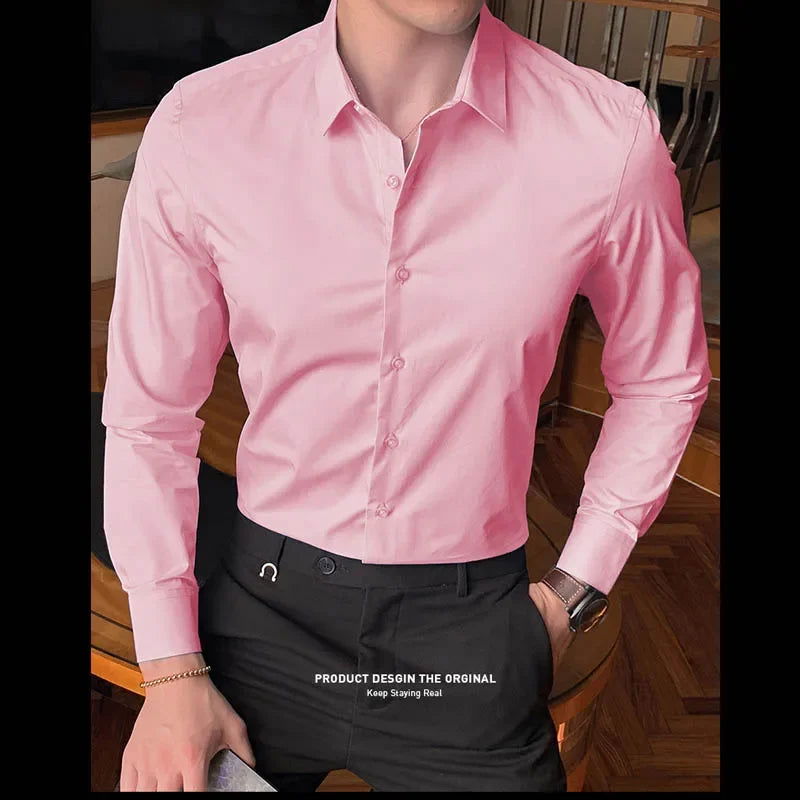 New Fashion Cotton Long Sleeve Shirt Solid Regular Fit Male Social Casual Business White Black Dress Shirts 5XL 6XL - KK Store