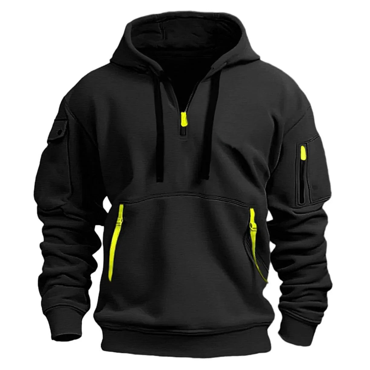 Unisex Hoodie Fleece Multi-Pocket Zipper, Casual Loose Fit Sweatshirt.