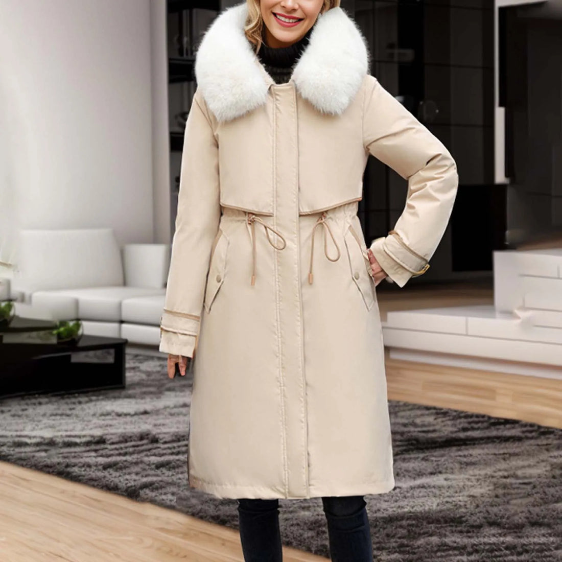 Women'S Winter Coat Parkas Women'S Detachable Patchwork Cotton Winter Long Hooded Thickened Cotton Coat пуховик женский