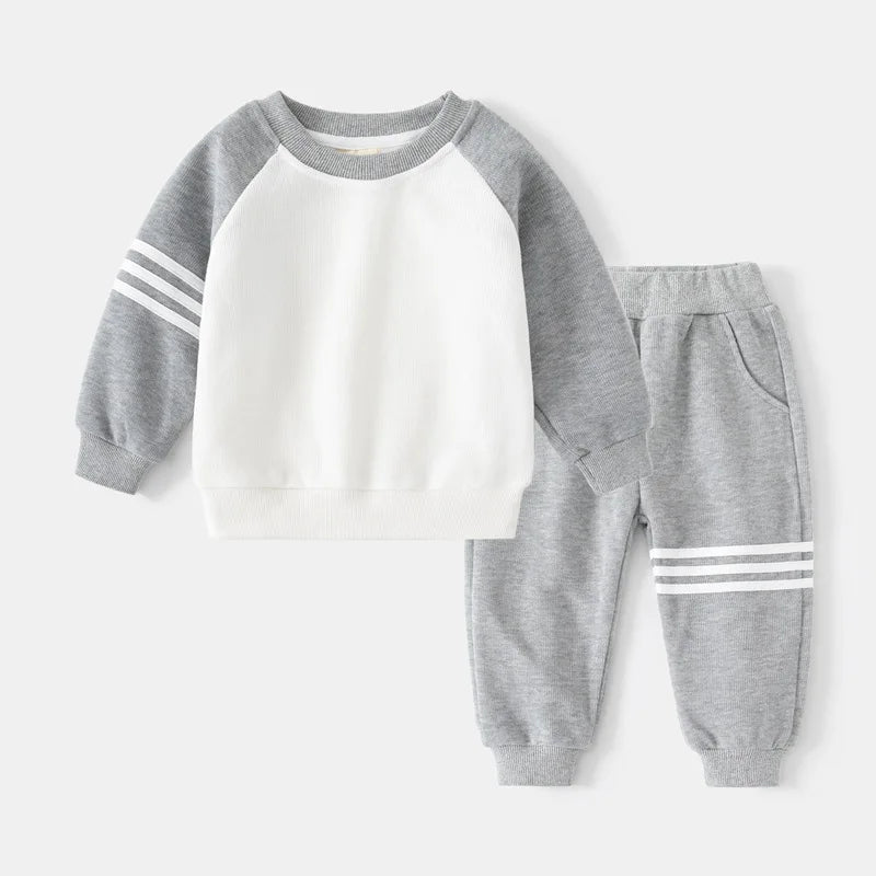 Trendy Kids Tracksuit Set Color Patchwork Casual 2-Piece Outfit for Bo