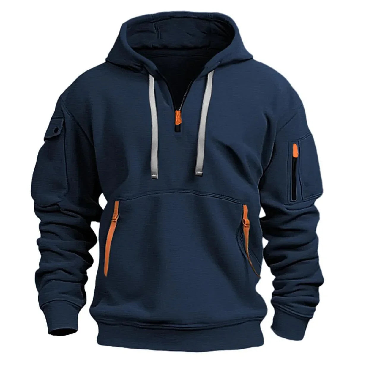 Unisex Hoodie Fleece Multi-Pocket Zipper, Casual Loose Fit Sweatshirt.