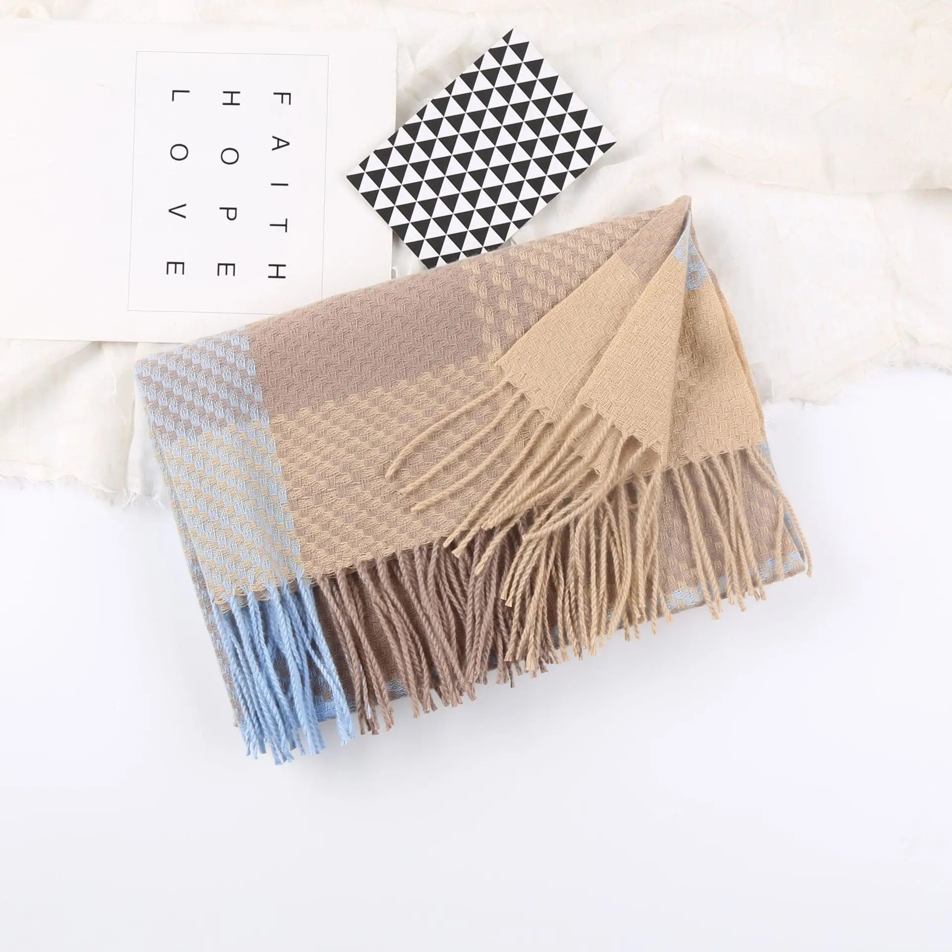 Scarf Retro Trend Women Checkered Christmas Scarf Cozy Cashmere Shawl.