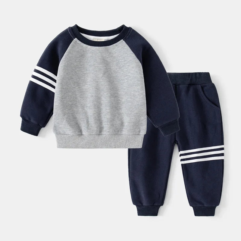 Trendy Kids Tracksuit Set Color Patchwork Casual 2-Piece Outfit for Bo