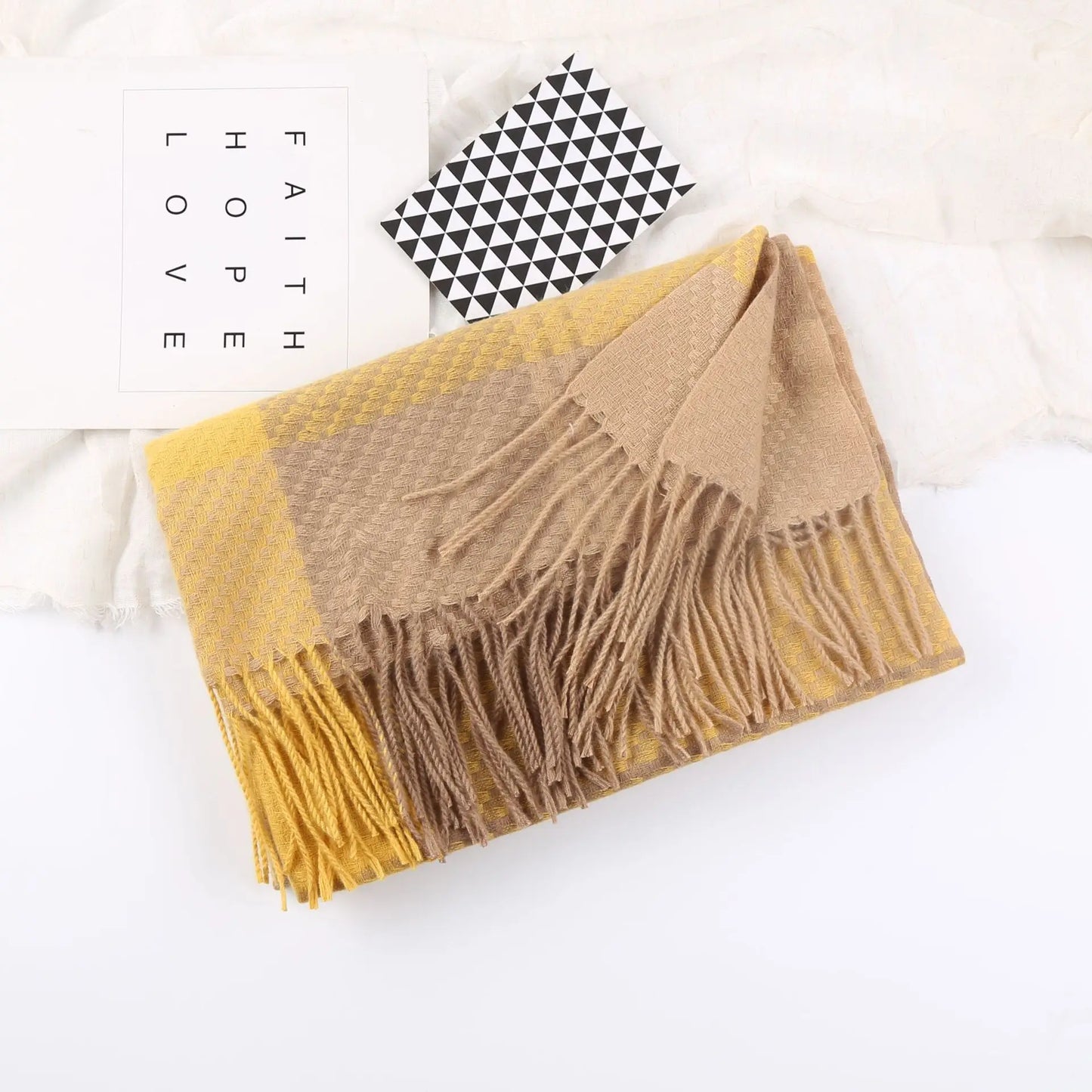 Scarf Retro Trend Women Checkered Christmas Scarf Cozy Cashmere Shawl.