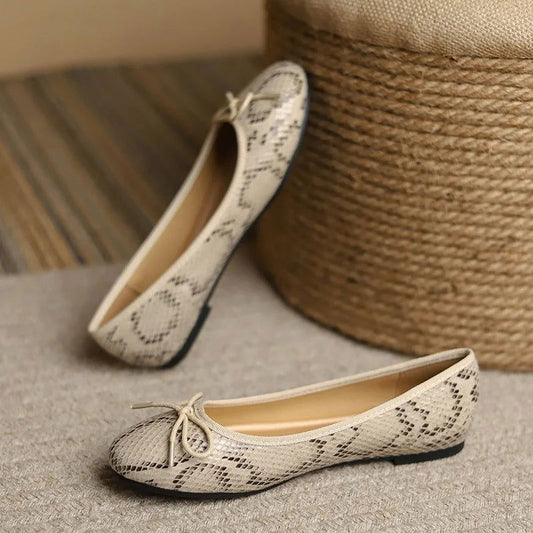 Classic Round Toe Bowtie Flats Woman Foldable Roll-Up Shoes Pocket Loafers Serpentine/Sequins Ballerinas Ladies Dress Mocasines - KK Store