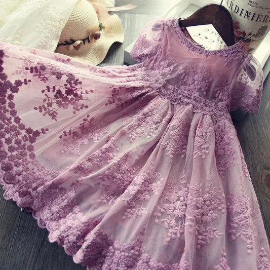 Summer Girl Dress Casual Baby Girls Clothes Kids Dresses For Girls Lace Flower Wedding Gown Children Birthday Party School Wear - KK Store